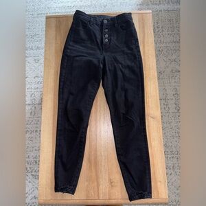 American Eagle raw hem black skinny jeans
